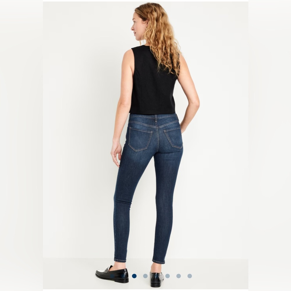 🆕 Old Navy Women’s Mid-Rise Rockstar Super-Skinny Jeans 14 Large Dark Wash - Picture 8 of 16